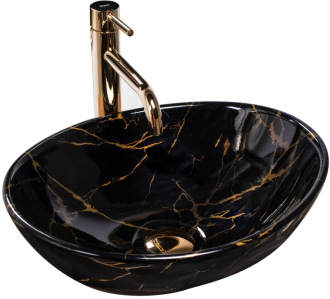 Rea Umyvadlo na desku Sofia Marble Black Shiny REA-U5611