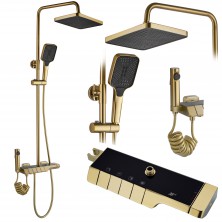 Rea Rob sprchový set s termostatem, broušené zlato REA-P6623