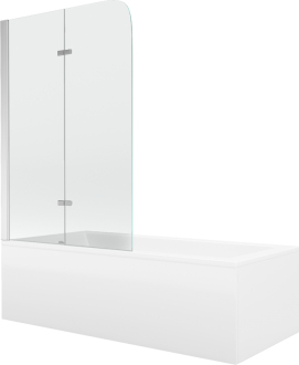 Mexen Cubik vana 160x70cm panel + zástěna 80 cm, transparent, chrom 550316070X9008020100