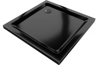 Mexen Flat čtvercová sprchová vanička slim 70 x 70 cm, černá, černý sifon - 40707070B