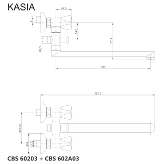 Mereo Kasia nástěnná baterie do byt. jádra 150 mm bez příslušenství CBS60203