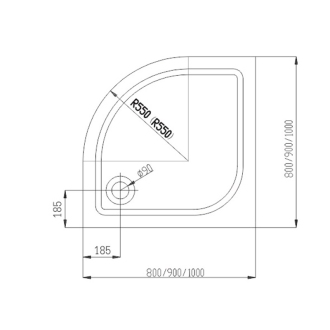 Mereo Sprchová vanička, R 500, 90x90x3 cm, litý mramor, bílá, bez nožiček, gelcoat CV45M