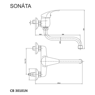 Mereo Sonáta dřezová baterie nástěnná 150 mm s ramínkem CB30101N