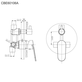 Mereo Mada sprchová baterie podomítková s přepínačem, Mbox, kulatý kryt CBQ60106MA