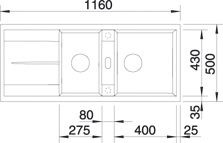 Blanco METRA 8 S dřez vestavný aluminium granit 513 063
