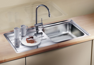 Blanco MEDIAN XL 6 S-IF nerez kart. dřez 3 1" s odkapem,dřez vpravo 1 otvor 518489