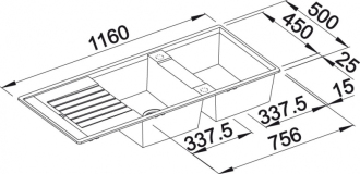 Blanco ZIA 8 S 517422 dvoudřez s odkapem, oboustranný tartufo dřez vestavný