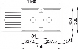 Blanco ZIA 8 S 517422 dvoudřez s odkapem, oboustranný tartufo dřez vestavný