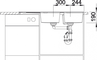 Blanco ZIA 8 S 517422 dvoudřez s odkapem, oboustranný tartufo dřez vestavný