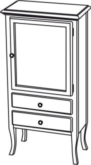 RETRO skříňka 60x120x38cm, starobílá, pravá 1691