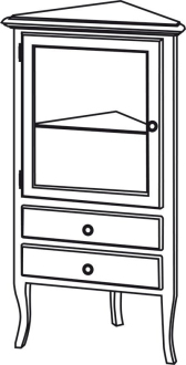 RETRO skříňka rohová 60x120x47cm, starobílá, levá 1692