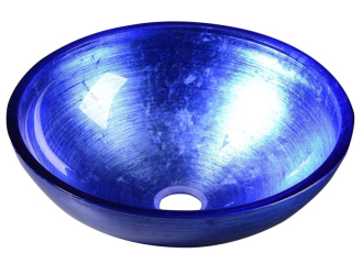 MURANO BLU skleněné umyvadlo na desku, průměr 40cm, modrá AL5318-65