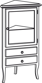 RETRO skříňka rohová 60x120x47cm, starobílá, pravá 1717