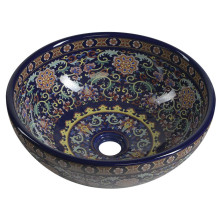 PRIORI keramické umyvadlo na desku, ? 41 cm, fialová s ornamenty PI022