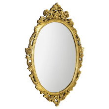DESNA oválné zrcadlo ve vyřezávaném rámu, 80x100cm, zlatá IN352