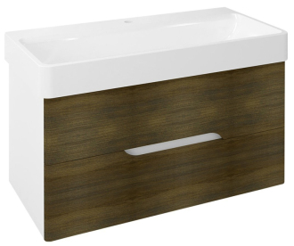 MEDIENA umyvadlová skříňka 96,5x50,5x48,5cm, bílá mat/dub graphite MD101