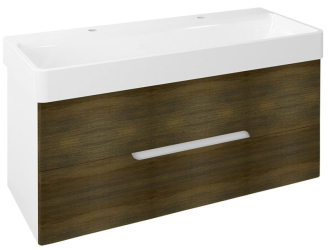 MEDIENA umyvadlová skříňka 117x50,5x48,5cm, bílá mat/dub graphite MD121