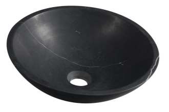 BLOK kamenné umyvadlo na desku průměr 40 cm, matný černý Marquin 2401-35
