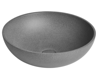 TURF betonové umyvadlo na desku, včetně výpusti, ? 44cm, černý granit AR436