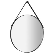 ORBITER kulaté zrcadlo s koženým páskem ? 70cm, černá mat ORT070