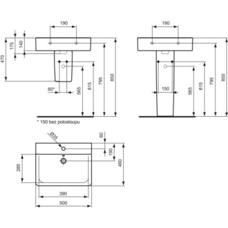 Ideal Standard CONNECT E713801 umyvadlo 50x46/Cube