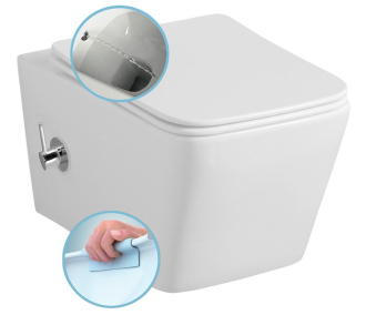 PORTO CLEANWASH závěsná WC mísa Rimless,  baterie a bidet. sprška, 36x5cm, bílá PZ102RX