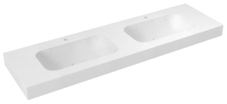 EMICO dvojumyvadlo, Rockstone, 180x50cm, límec L, bílá mat EM180-B2M-L