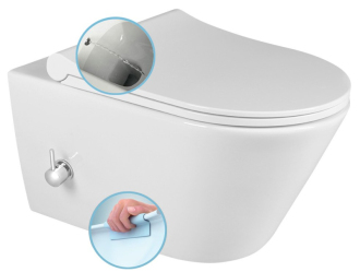 AVVA CLEANWASH závěsná WC mísa, Rimless, baterie a bidet. sprška, 35,5x53, bílá 100315