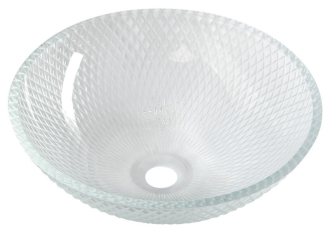 PUKETA skleněné gravírované umyvadlo na desku ? 42 cm, čirá TY165