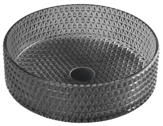 MARAGUA skleněné gravírované umyvadlo na desku ? 39,5cm, černá TY214