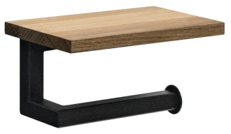 SKA držák toaletního papíru s poličkou 15x8x10cm, černá mat/dub SKA421