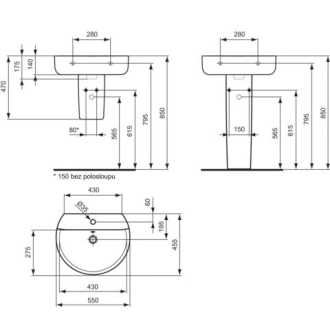 Ideal Standard CONNECT E714701 umyvadlo 55x45,5 Sphere