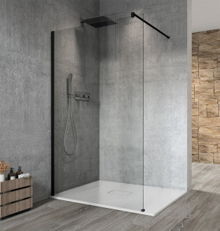 VARIO BLACK jednodílná sprchová zástěna ke stěně, čiré sklo, 1300 mm GX1213GX1014