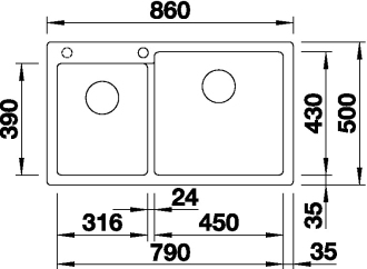 Blanco PLEON 9 dřez vestavný aluminium granit 523 059