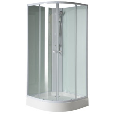 AIGO čtvrtkruhový sprchový box 900x900x2040 mm, bílý profil, čiré sklo YB93