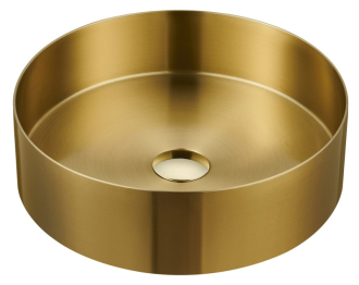 AURUM nerezové umyvadlo na desku, průměr 38 cm, včetně výpusti, zlato mat AU201