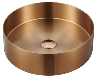 AURUM nerezové umyvadlo na desku, průměr 38 cm, včetně výpusti, měď mat AU301