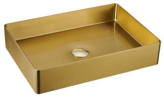AURUM nerezové umyvadlo na desku, 50x35,2cm, včetně výpusti, zlato mat AU203