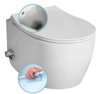 SENTIMENTI CLEANWASH závěsná WC mísa Rimless, ventil a bidet. sprška 36x51, bílá 10ARS1010