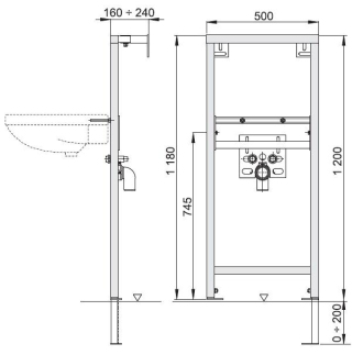 Alcaplast A104/1200 Montážní rám pro umyvadlo xxxxxx