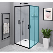 SIGMA SIMPLY BLACK sprchové dveře posuvné pro rohový vstup 900 mm, čiré sklo GS2190B
