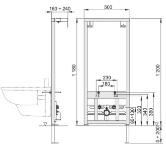 Alcaplast A105/1200 Montážní rám pro bidet