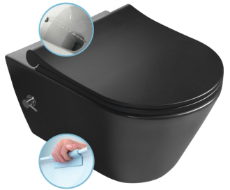 AVVA CLEANWASH závěsná WC mísa, Rimless, a bidet. sprška, 35,5x53cm, černá mat 100315-110