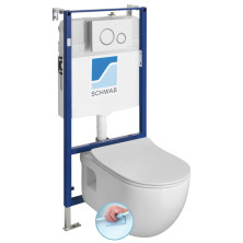 Závěsné WC BRILLA Rimless bílá s podomítkovou nádržkou a tlačítkem Schwab bílá 100614-SET5
