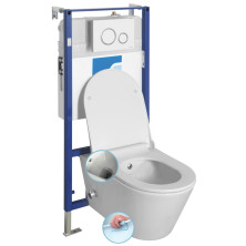 Závěsné WC AVVA CLEANWASH  baterie a bidet. sprška s nádržkou a tlačítkem bílá 100315-SET5