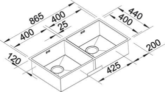 Blanco ZEROX 400/400-U dřez pod desku hedvábný lesk nerez 521 620