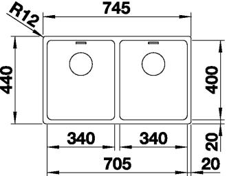 Blanco ANDANO 340/340-IF dřez vestavný/do roviny hedvábný lesk nerez 522 981