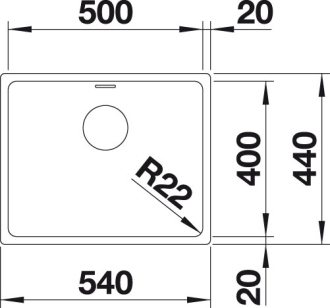 Blanco ANDANO 500-U dřez pod desku hedvábný lesk nerez 522 967