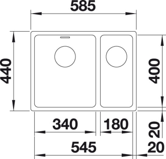 Blanco ANDANO 340/180-U dřez pod desku hedvábný lesk nerez 522 977