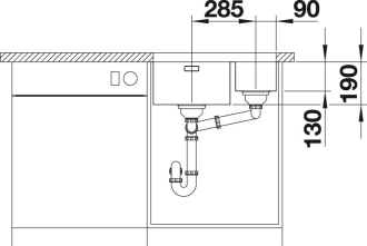 Blanco ANDANO 340/180-U dřez pod desku hedvábný lesk nerez 522 977